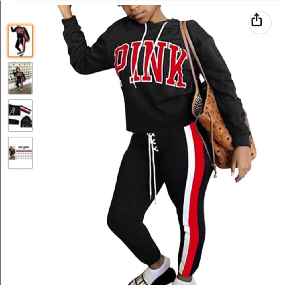 🌹Hoody PINK Printed Sweatsuit🌹Size XL🌹